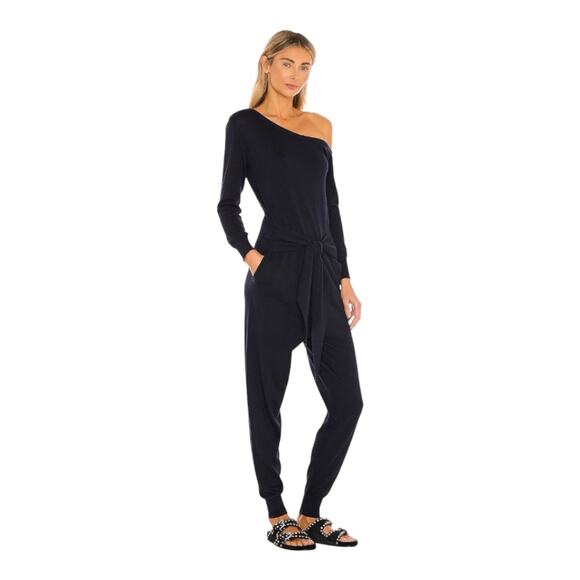MAJORELLE Pants - Majorelle Charlotte Jumpsuit Off The Shoulder Long Sleeve Navy Blue Small